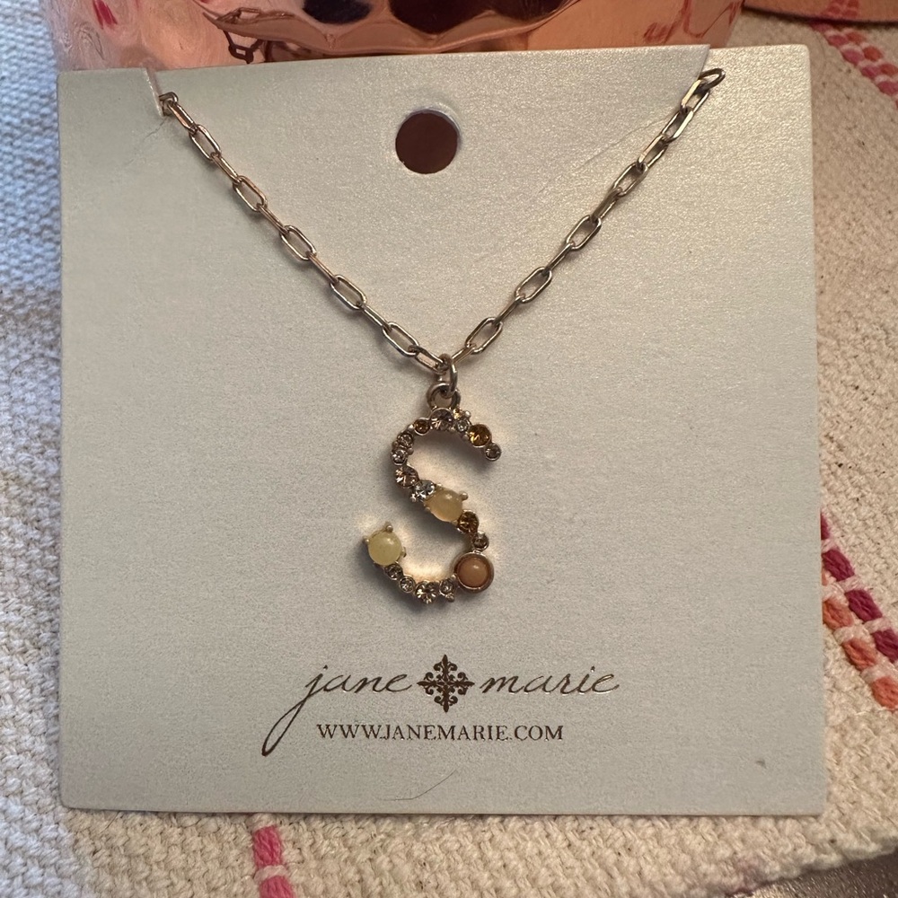 Jane Marie Gold Initial “S” Necklace